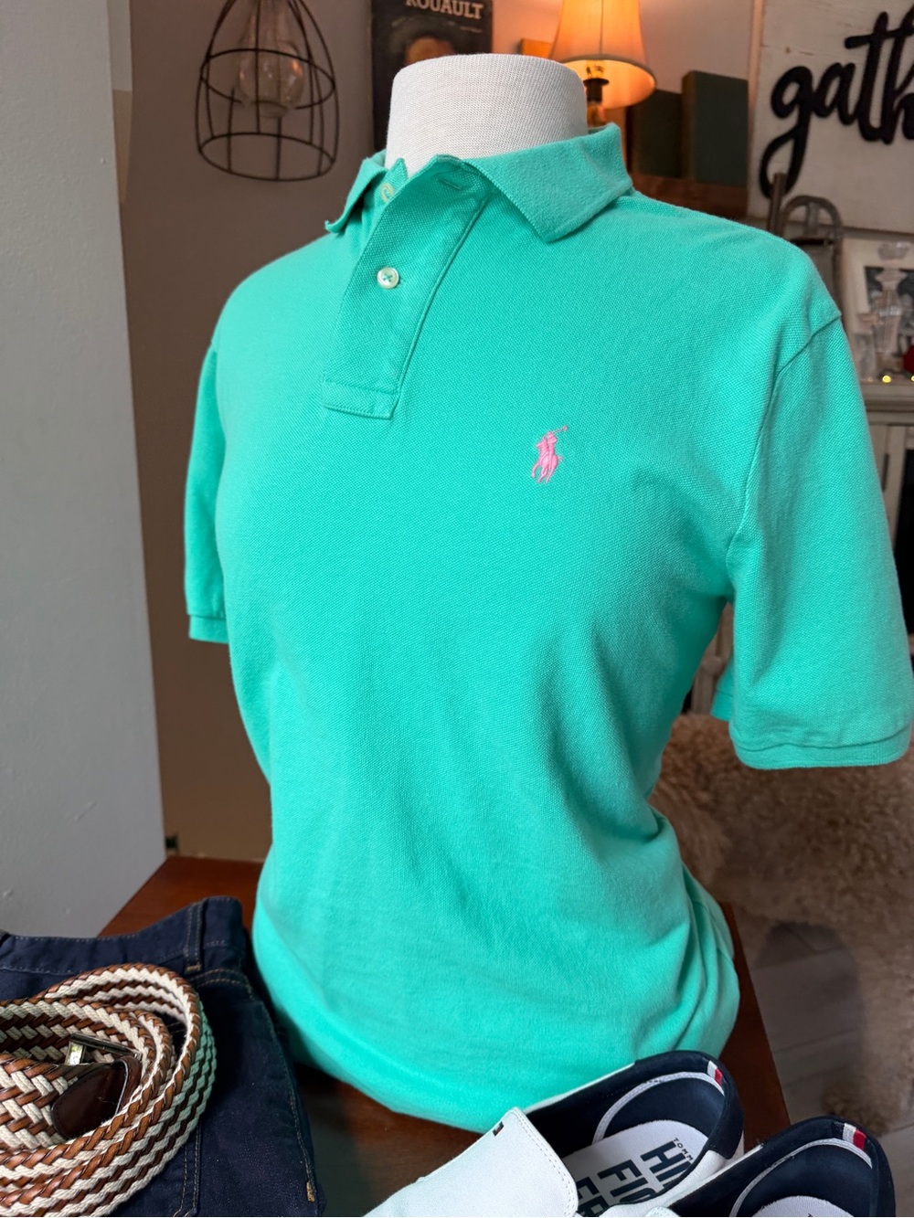Polo by Ralph Lauren Mint Green Polo with Pink Pony